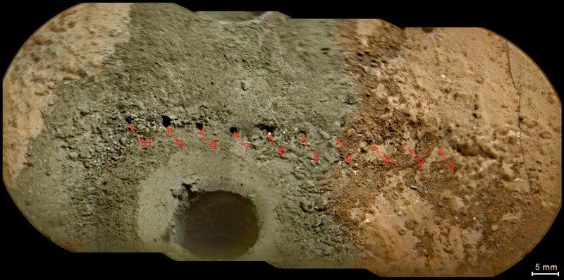 Illustration for article titled 8 Places Where the Curiosity Rover Left Drill Holes on Mars